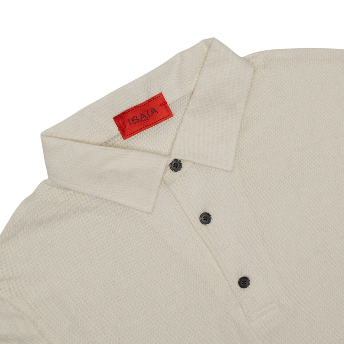 1050$ ISAIA NAPOLI Ivory Hand-Sewn Short Sleeve Handmade Polo 100% Wool Size L