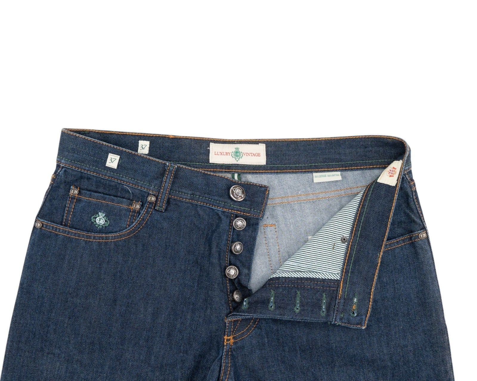 415$ LUIGI BORRELLI NAPOLI Denim Jeans Pant Raw Cotton 37 US / 53 EU