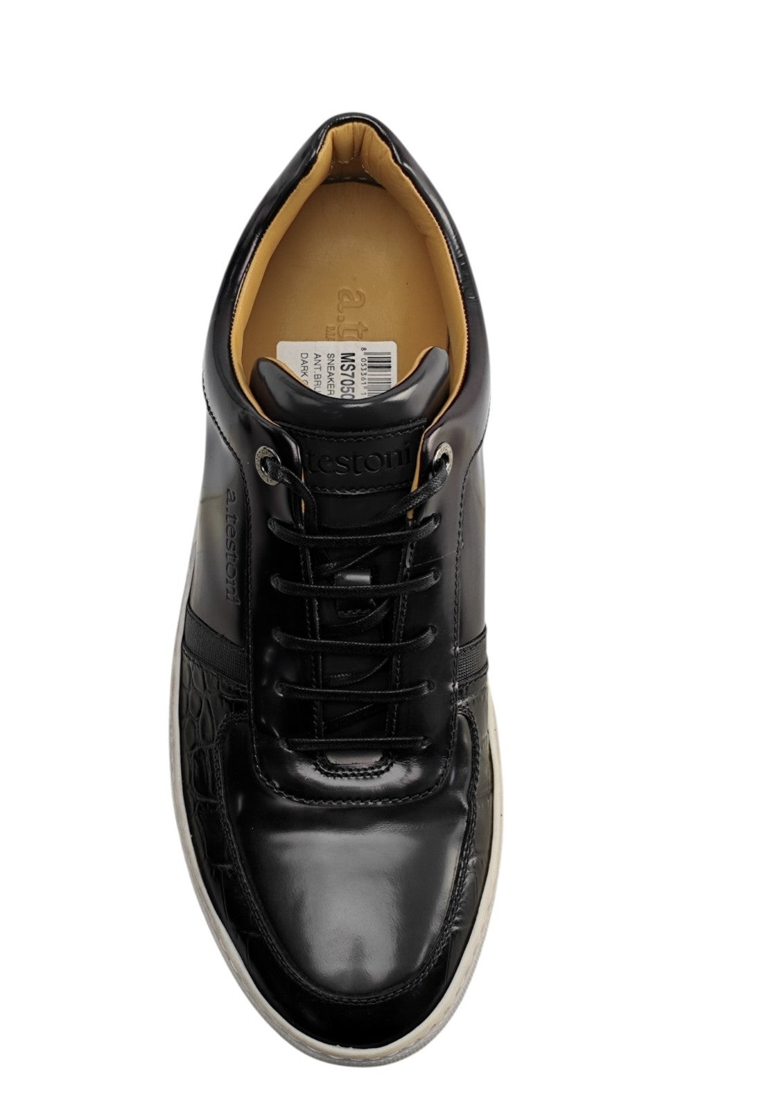 750$ TESTONI Sneaker Shoes Brushed Calf Printed Crocodile 8 UK  / 9 US / 42 IT