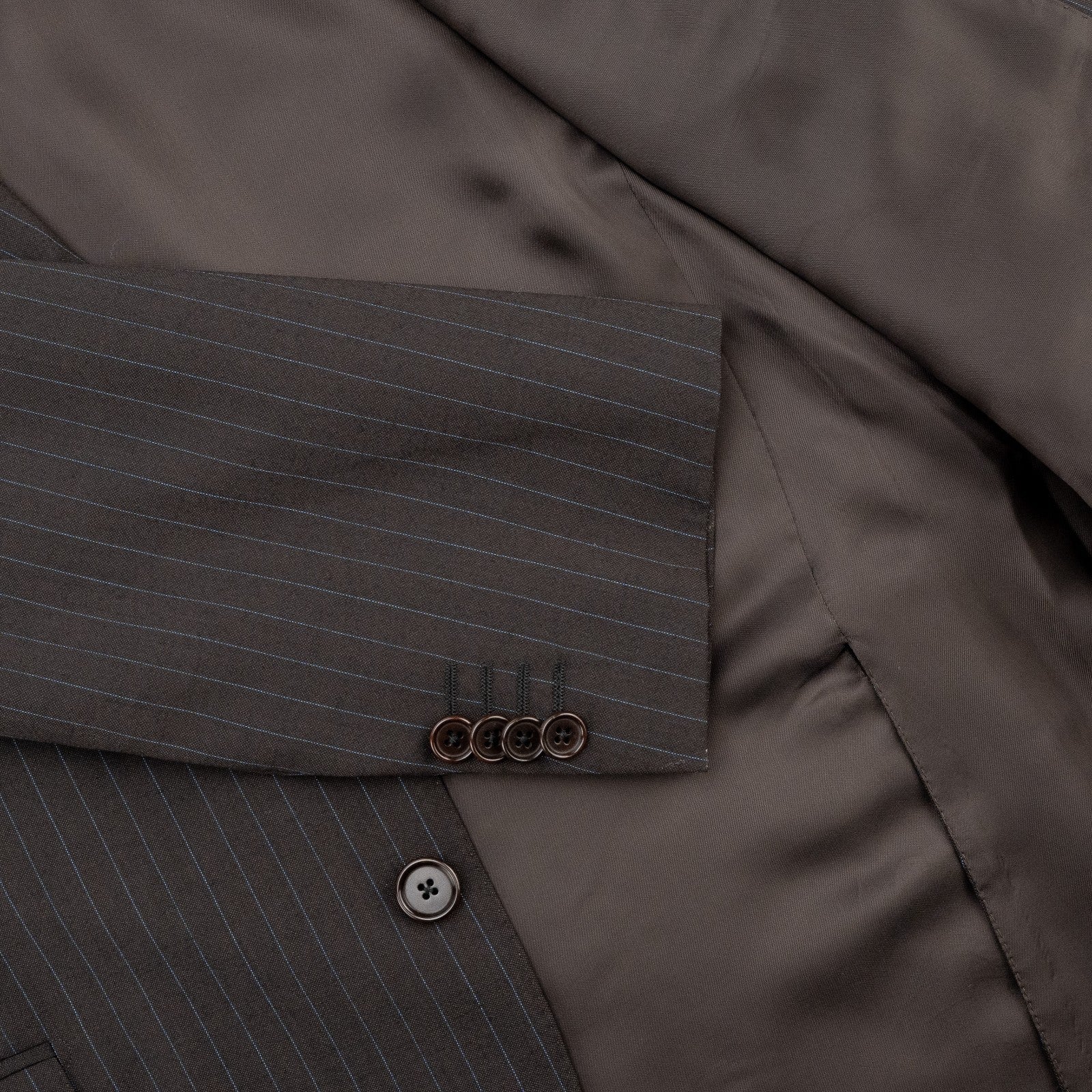 1870$ MACO by RAFFAELE CARUSO Dark Brown Striped Suit 3/2 Roll Wool 44 US 54 IT