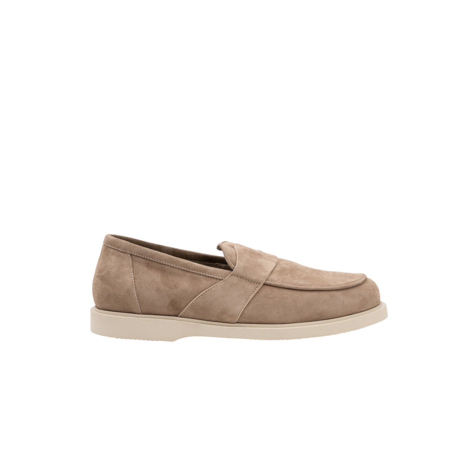 ISAIA NAPOLI "Logo" Beige Suede Leather Loafers Shoes 8 UK / 9 US / 42 IT