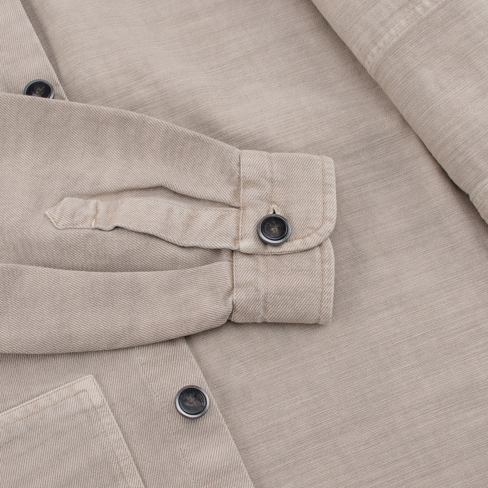 $1650 ISAIA NAPOLI Washed Sand / Beige Overshirt Jacket Denim Cotton