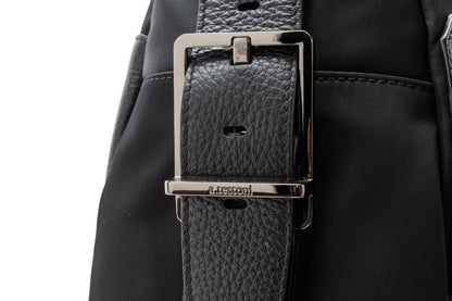 $629 a.Testoni Bologna Pc Case / Backpack Black Karibu Calf + Fabric Luxury