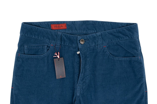 690$ ISAIA NAPOLI Blue Chino 5 Pockets Trousers Pant Corduroy Cotton
