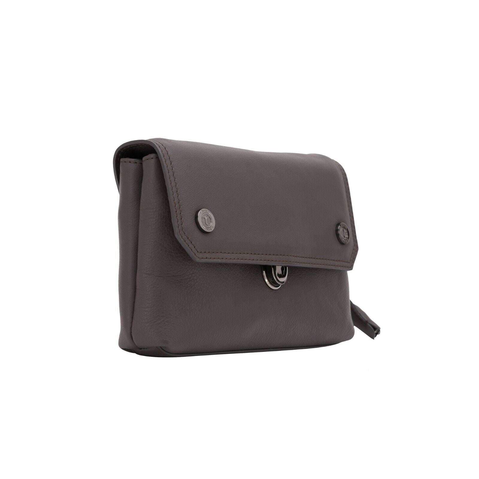 $390 Testoni Bologna Brown Easy Calf Hand Clutch Bag Padlock with Keys
