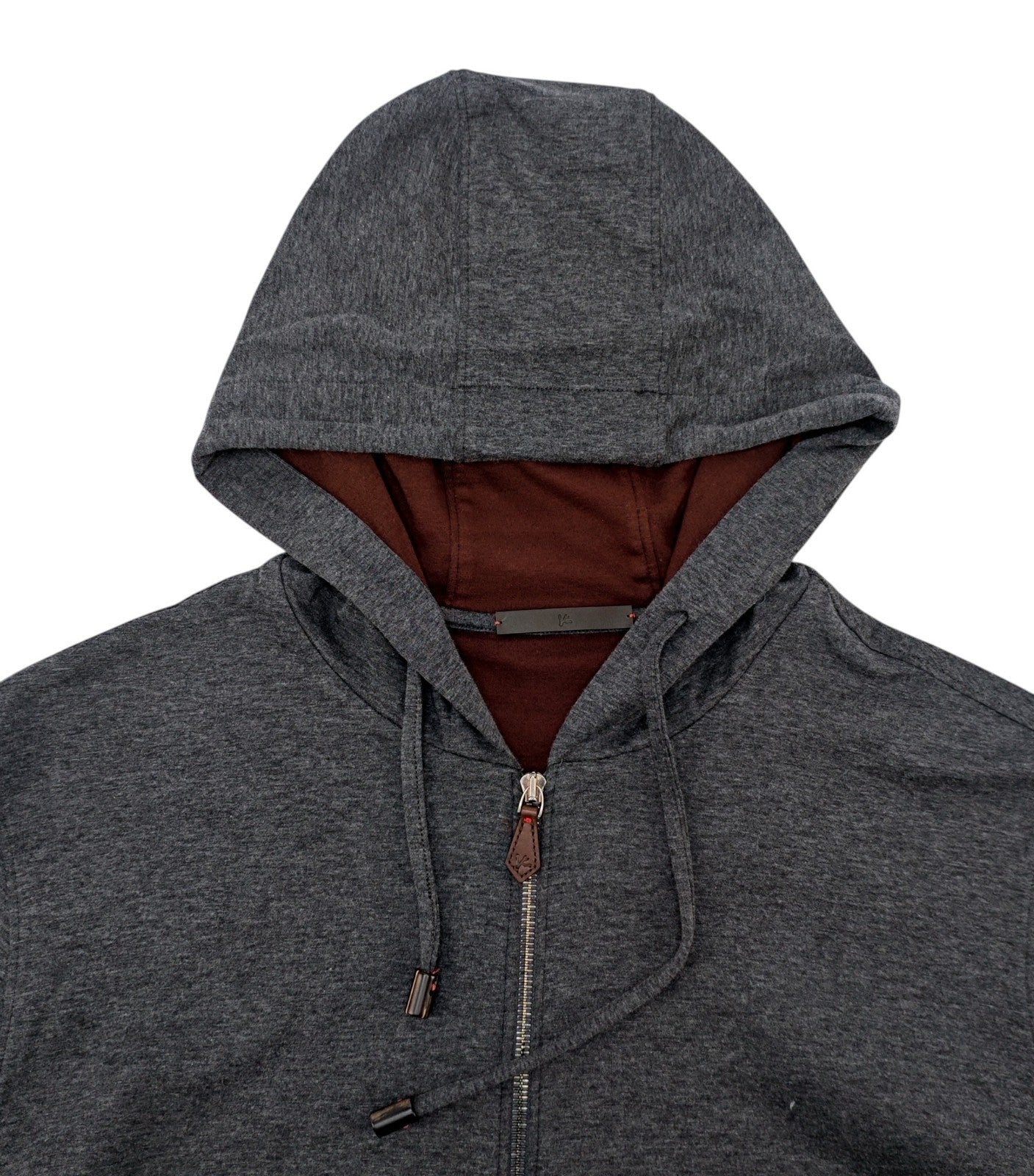 $1650 ISAIA NAPOLI Gray Zip Hooded Track Jacket Jersey Cotton Size M