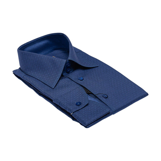 690$ ITALIAN LUXURY GERLIN Shirt Dot Blue Twill Cotton 16 - 41 1A BIJAN