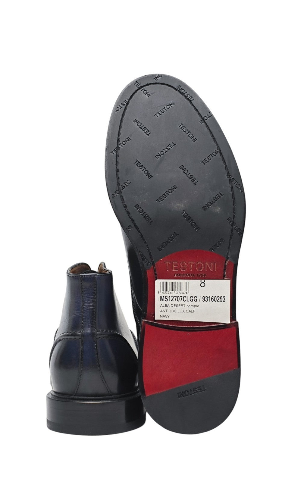 1350$ TESTONI "Alba" Desert Boot Antique Calf Blue 8 UK / 9 US / 42 IT