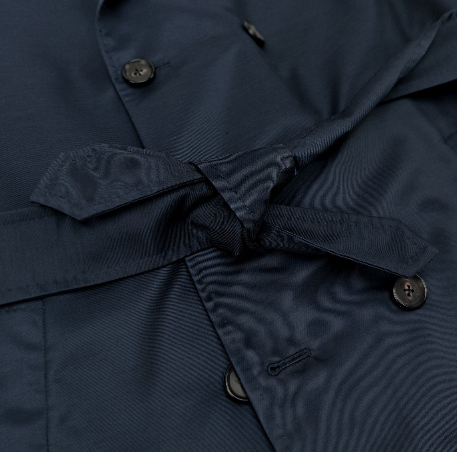 6590$ ISAIA Blue Navy Belted Trench Coat Cashmere / Silk 38 US / 48 EU R