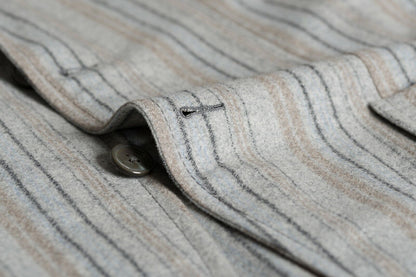 $1890 D'AVENZA Light Gray Cashmere Wool Striped Jacket Sewn in Italy 38 US 48 EU