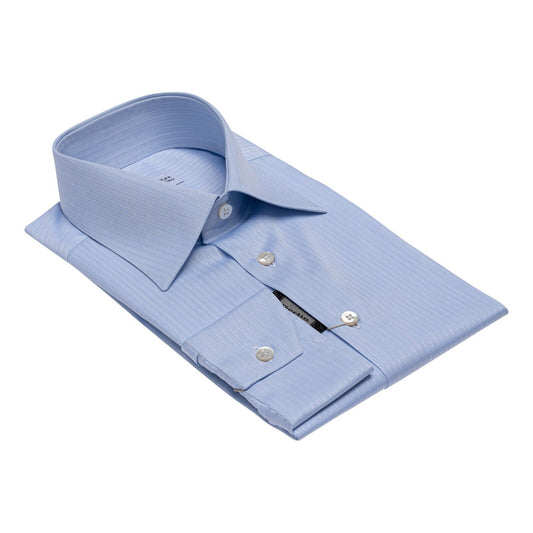 690$ LUXURY GERLIN Shirt Light Blue ALUMO Cotton Jacquard  2A ZILLI