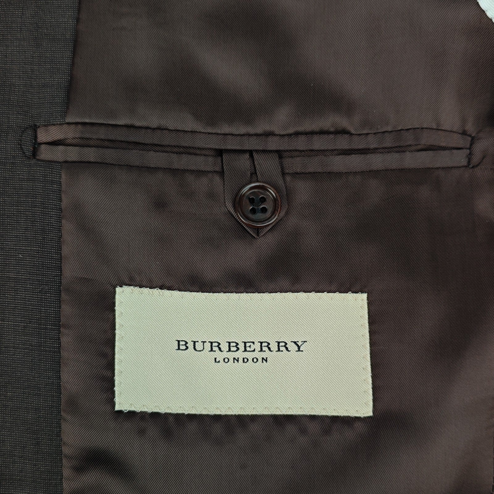 2600$ BURBERRY LONDON 3/2 Roll Suit Dark Brown Fine Wool Super 180’s 38 US 48 IT