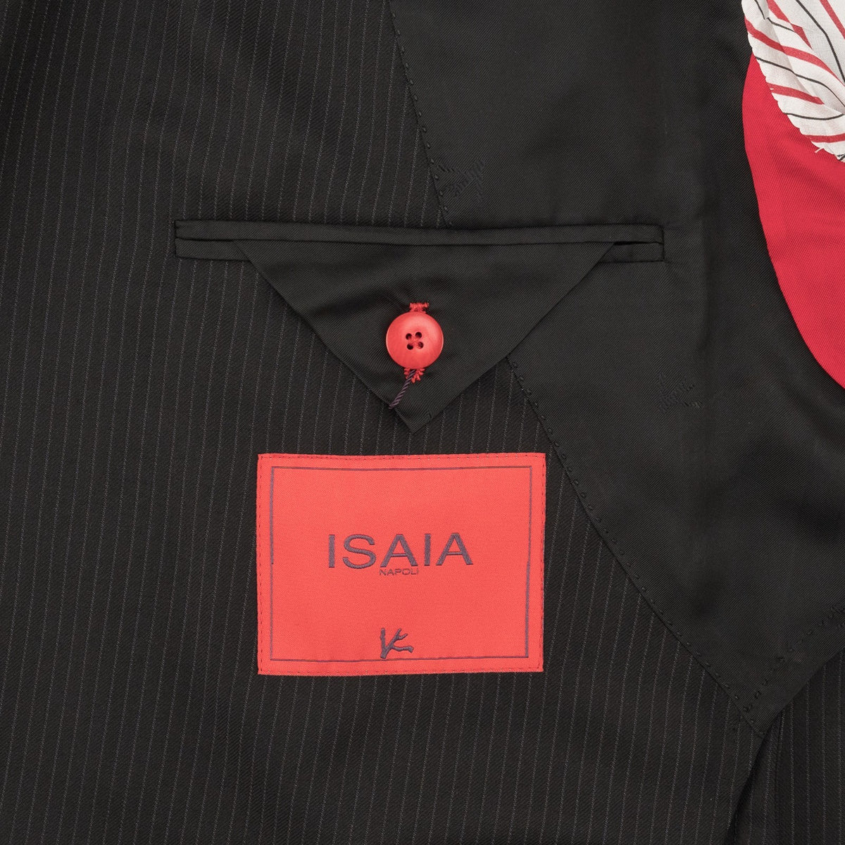 $6850 ISAIA NAPOLI "Capri" Black Suit Hand-Sewn Fine Wool Striped 8R