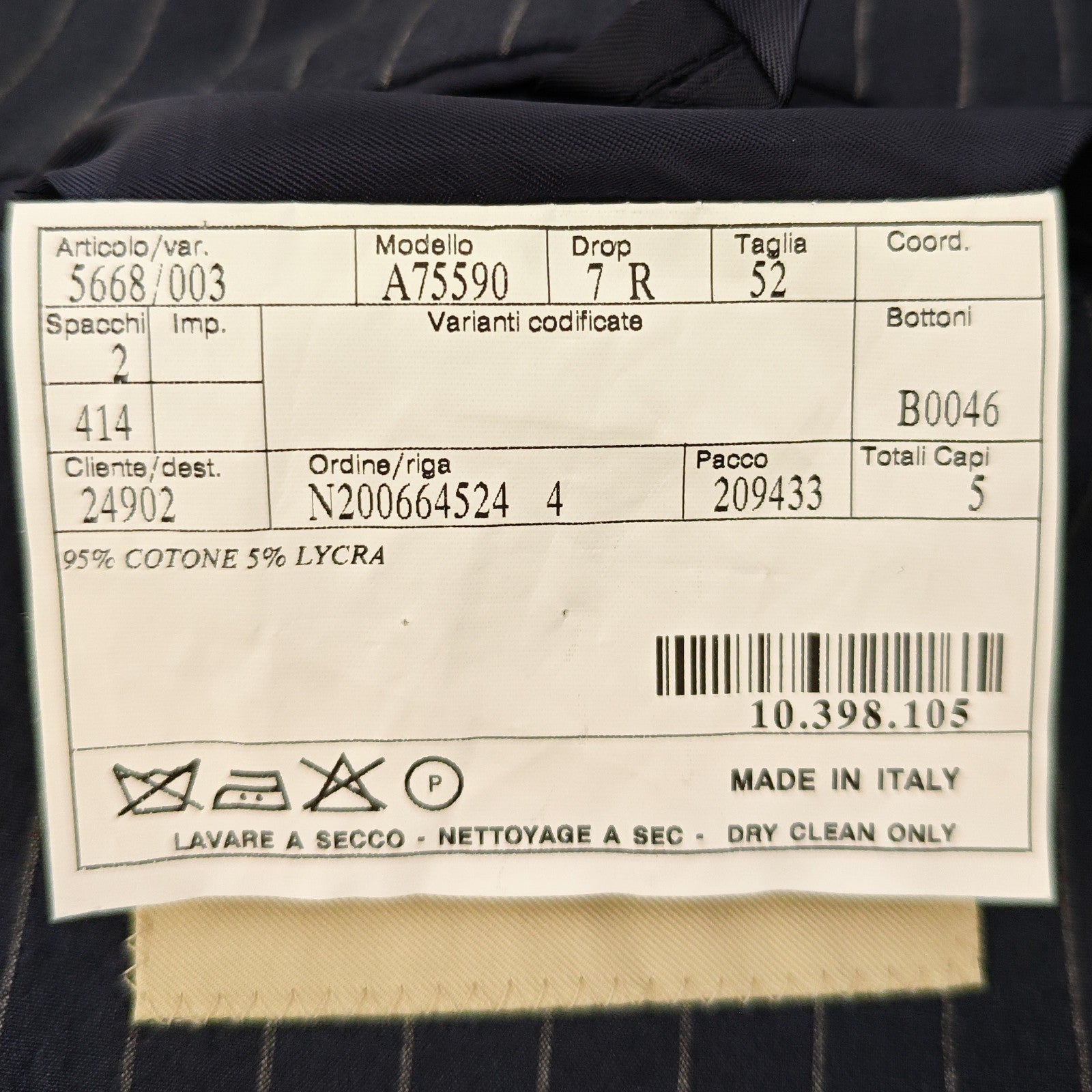 1600$ BURBERRY LONDON Navy Pinstripe Suit Wool Made Italy 42 US / 52 IT