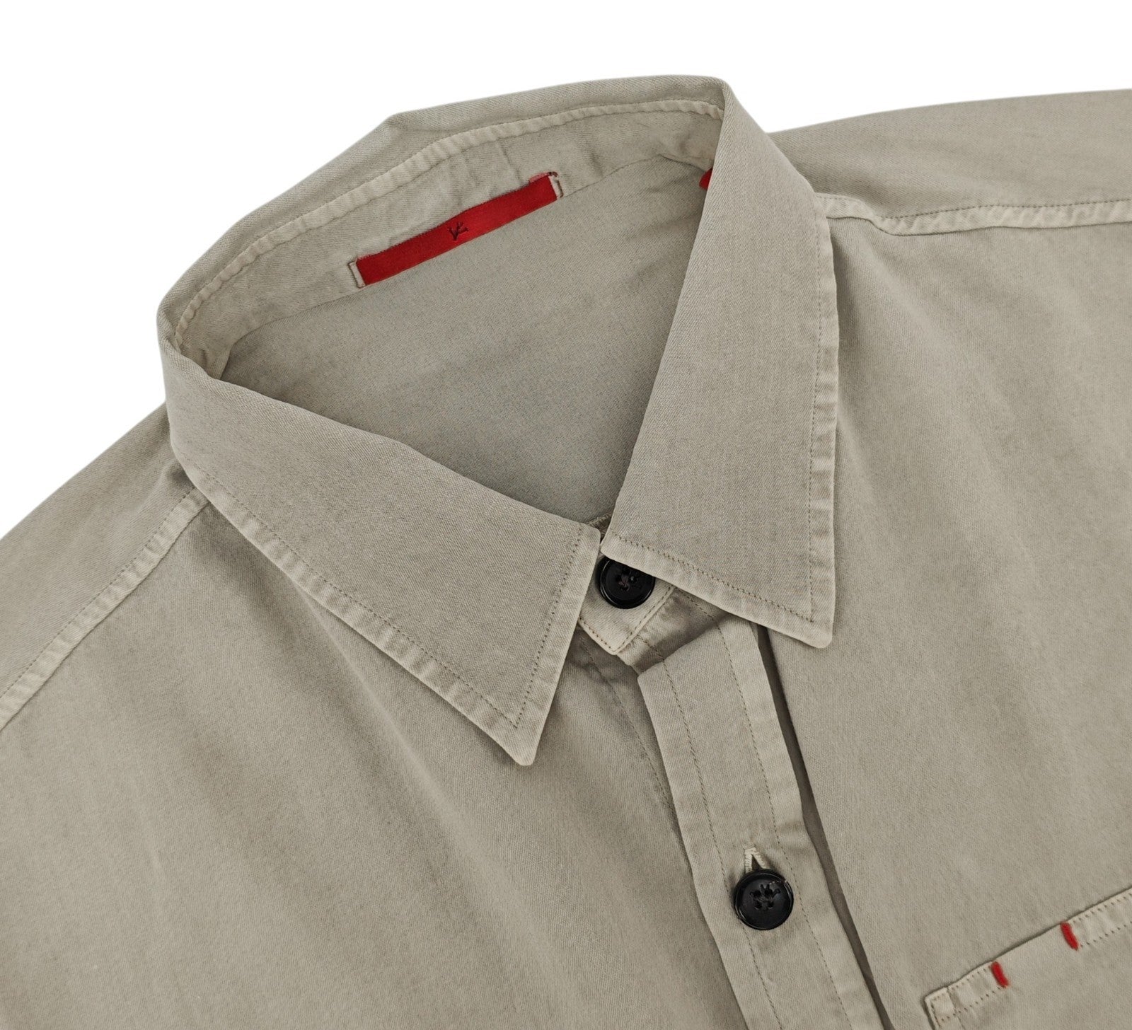 $1250 ISAIA NAPOLI Light Beige Hand-Sewn Overshirt Jacket Cotton - Silk