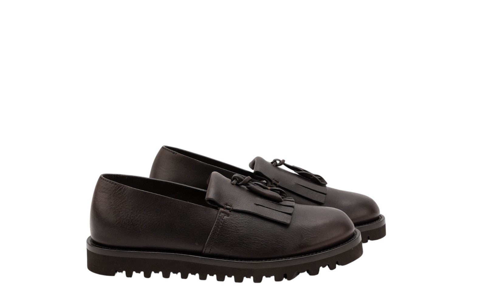 1400$ GIORGIO ARMANI Loafers Shoes Fringe Brown Leather 8.5 UK 7.5 US 40.5 IT