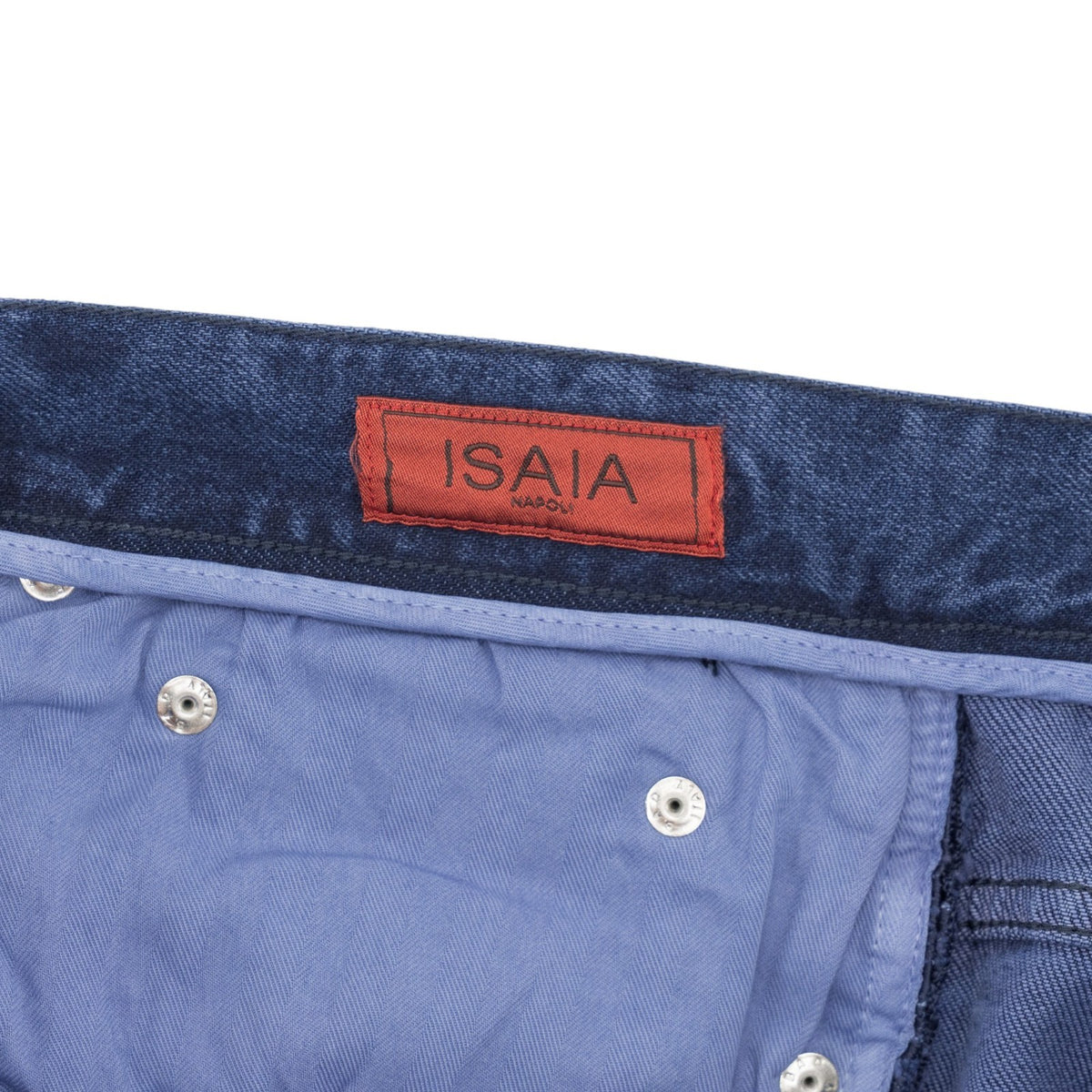 795$ ISAIA NAPOLI "Forcella" Blue Denim Jeans Pant Cotton Wide Fit 32 US /48 EU
