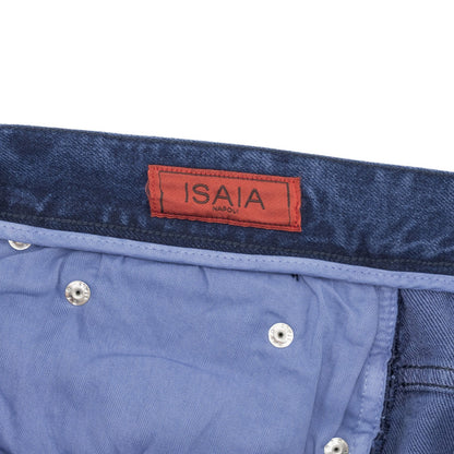 795$ ISAIA NAPOLI "Forcella" Blue Denim Jeans Pant Cotton Wide Fit 32 US /48 EU