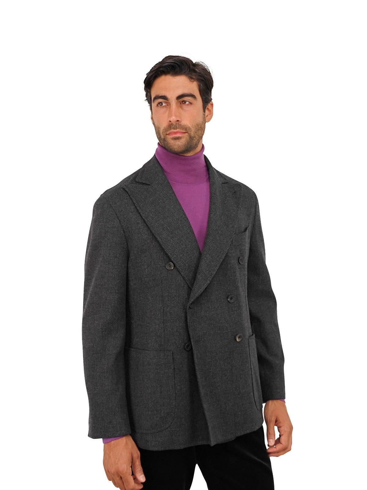 $2600 RUBINACCI NAPOLI Gray Double Breasted Jacket Soft Cashmere 42 US / 52 EU