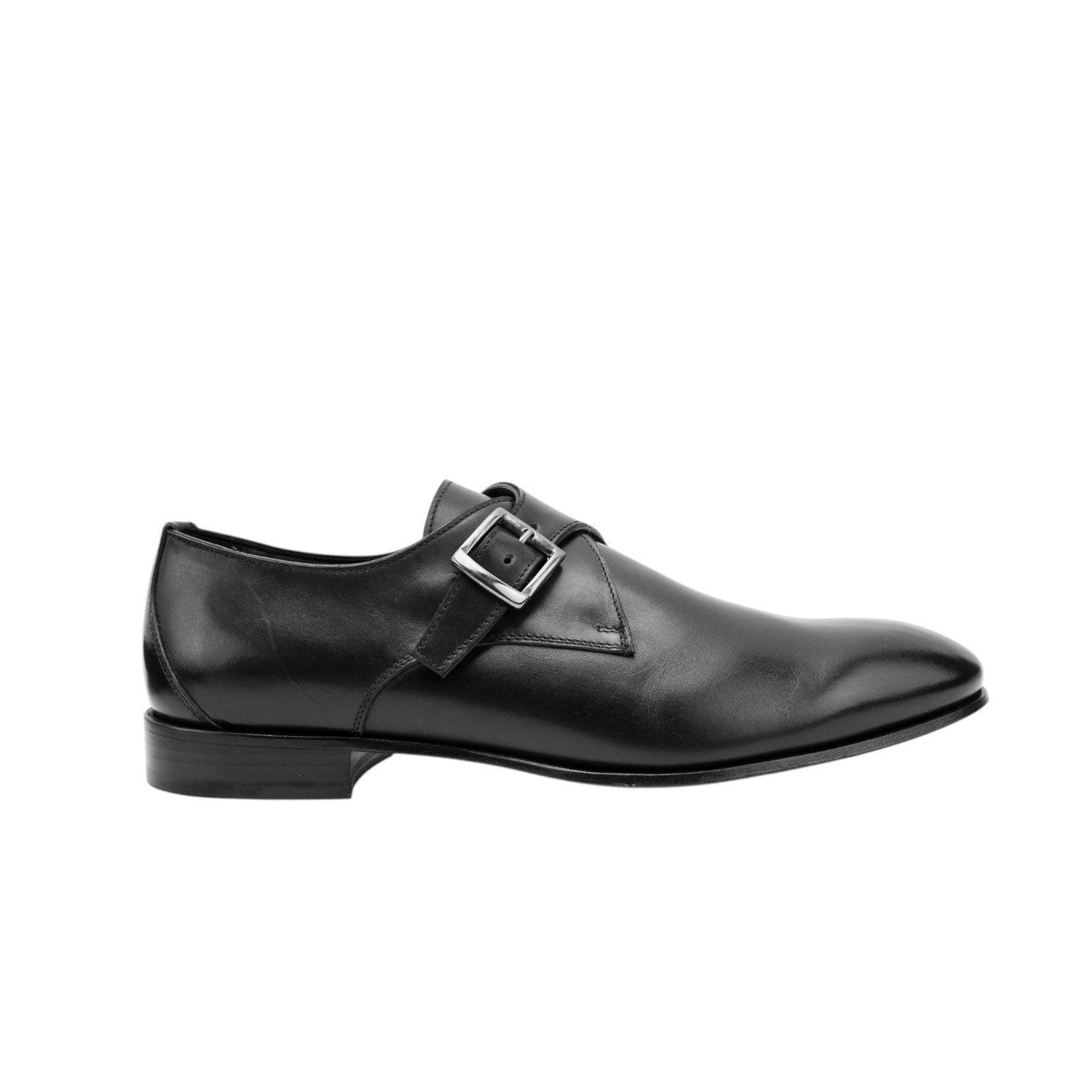 ISAIA NAPOLI Black Calfskin Leather Monk Strap Shoes 9 UK / 10 US / 43 IT