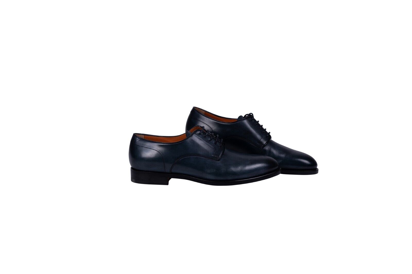 690$ SANTONI "Fatte a mano in Italia" Derby Business Shoes Blue Antiqued Leather