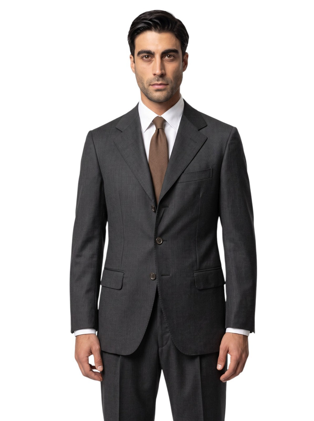 $2950 RUBINACCI LONDON HOUSE 3 Buttons Suit Wool Dark Gray 34 US / 44 EU