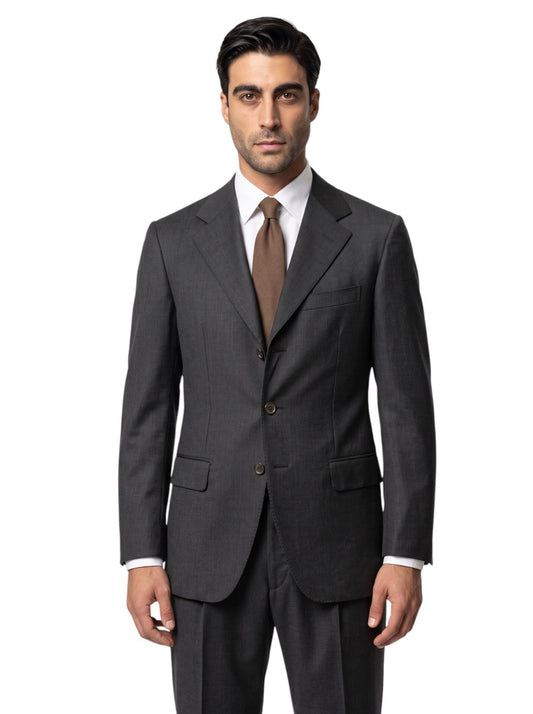 $2950 RUBINACCI LONDON HOUSE 3 Buttons Suit Wool Dark Gray 34 US / 44 EU