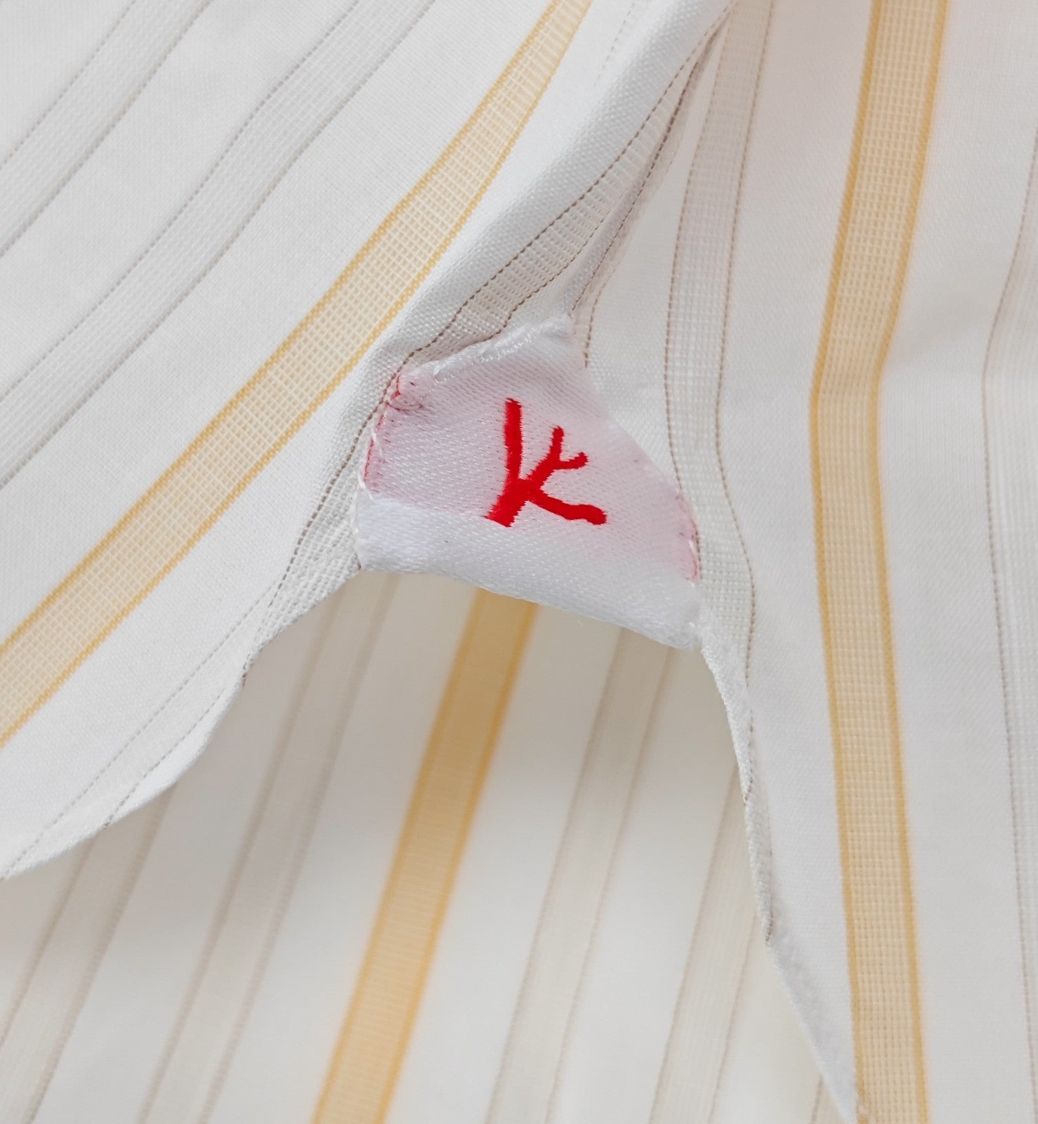 730$ ISAIA NAPOLI "Mix" Dress Shirt White - Yellow Striped Oxford Cotton 16 - 41