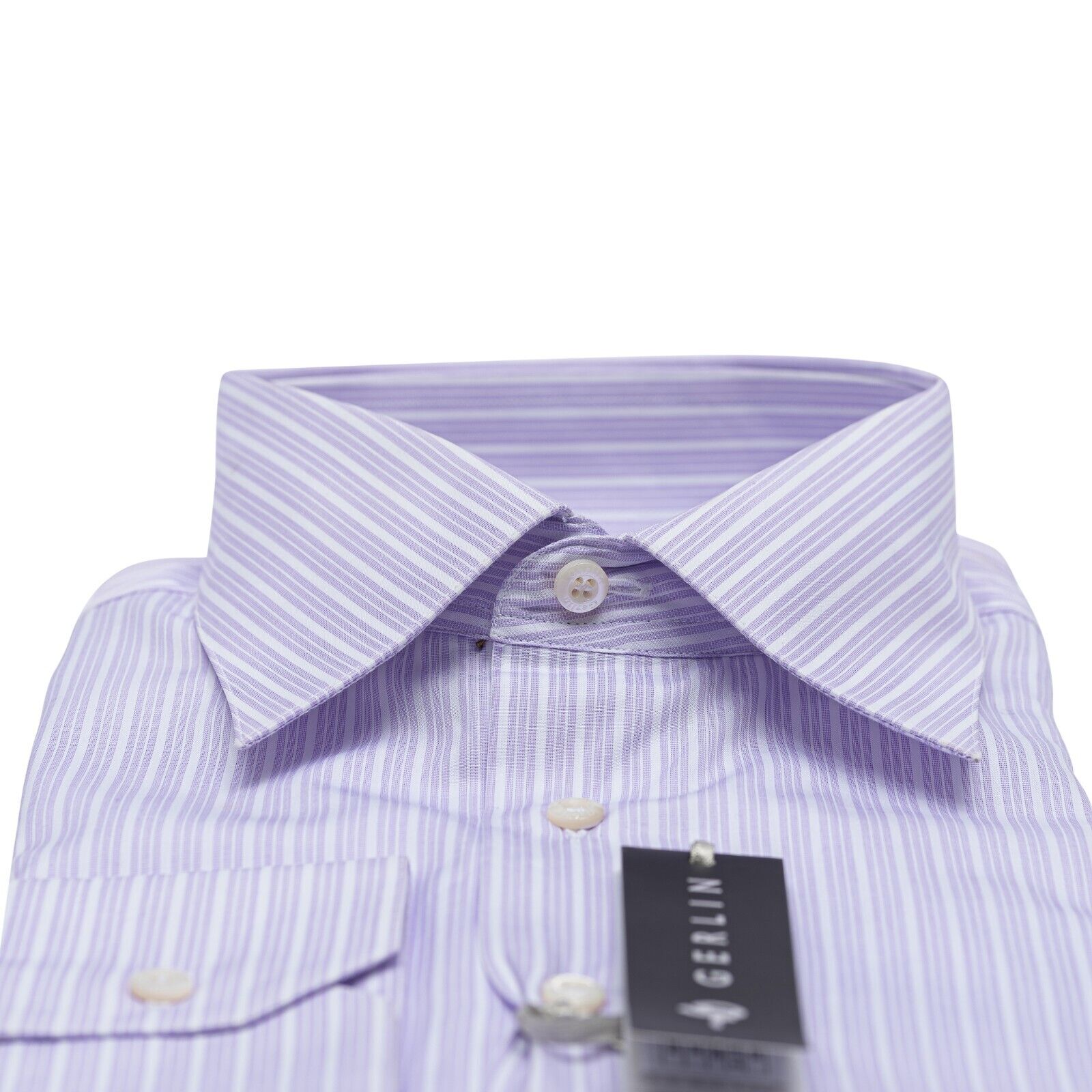 690$ ITALIAN LUXURY GERLIN Shirt Striped Lilac Cotton 16 - 41 3R BIJAN