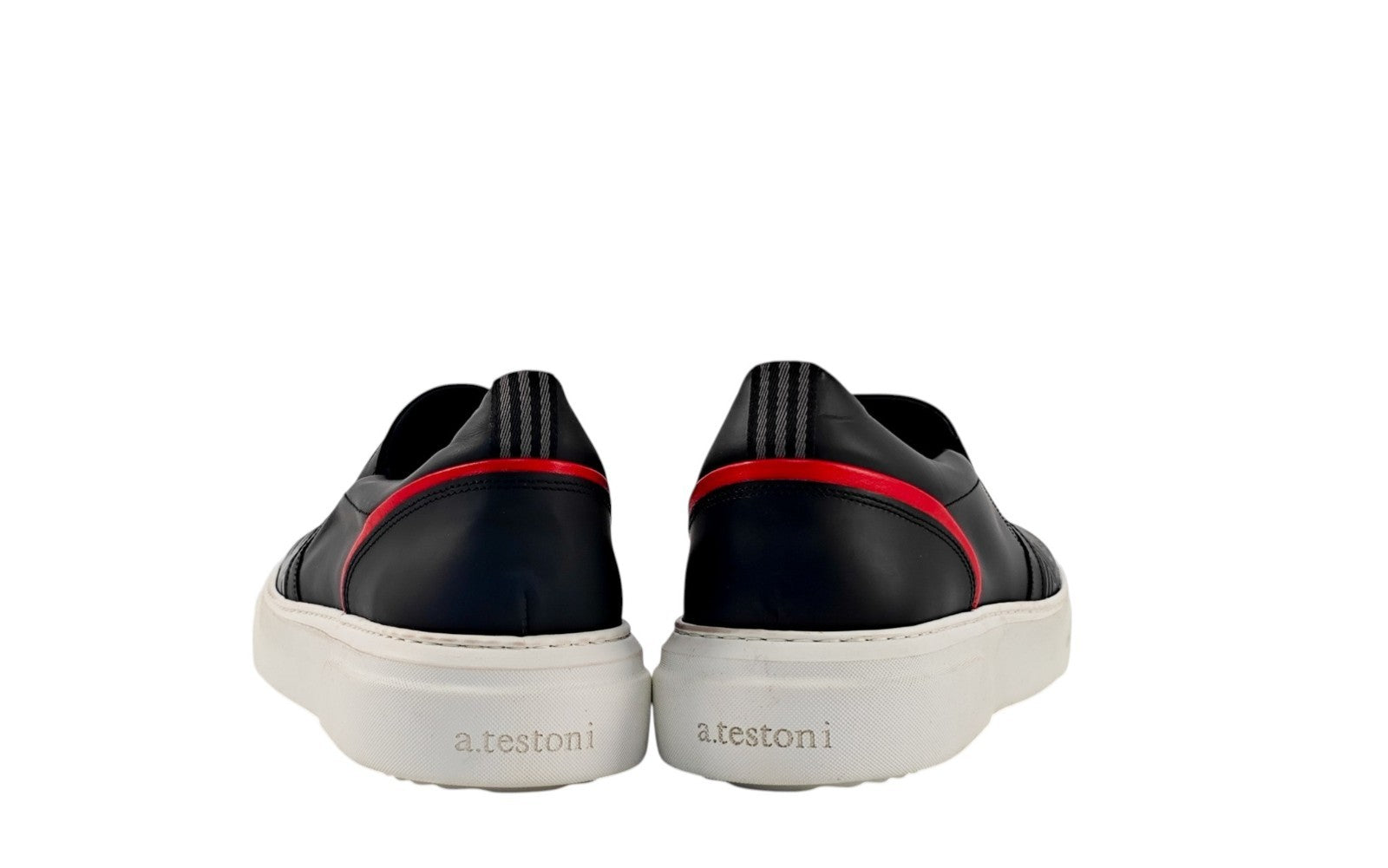 700$ TESTONI Black SlipOn Sneaker Shoes Weaving Pattern  8 UK  / 9 US / 42 IT