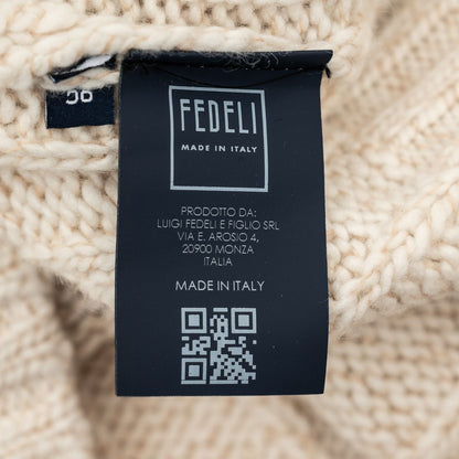 $2190 FEDELI "Malfilè" Ivory Sweater 100% Cashmere Cable Knit 46 US / 56 EU