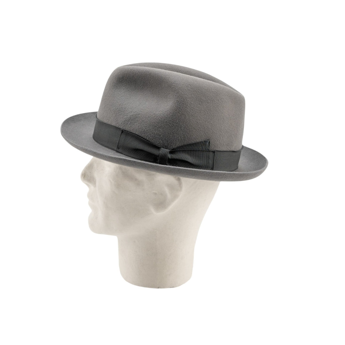 $475 BORSALINO Fedora Hat Gray Alessandria Felt +Leather Handmade in Italy Sz L