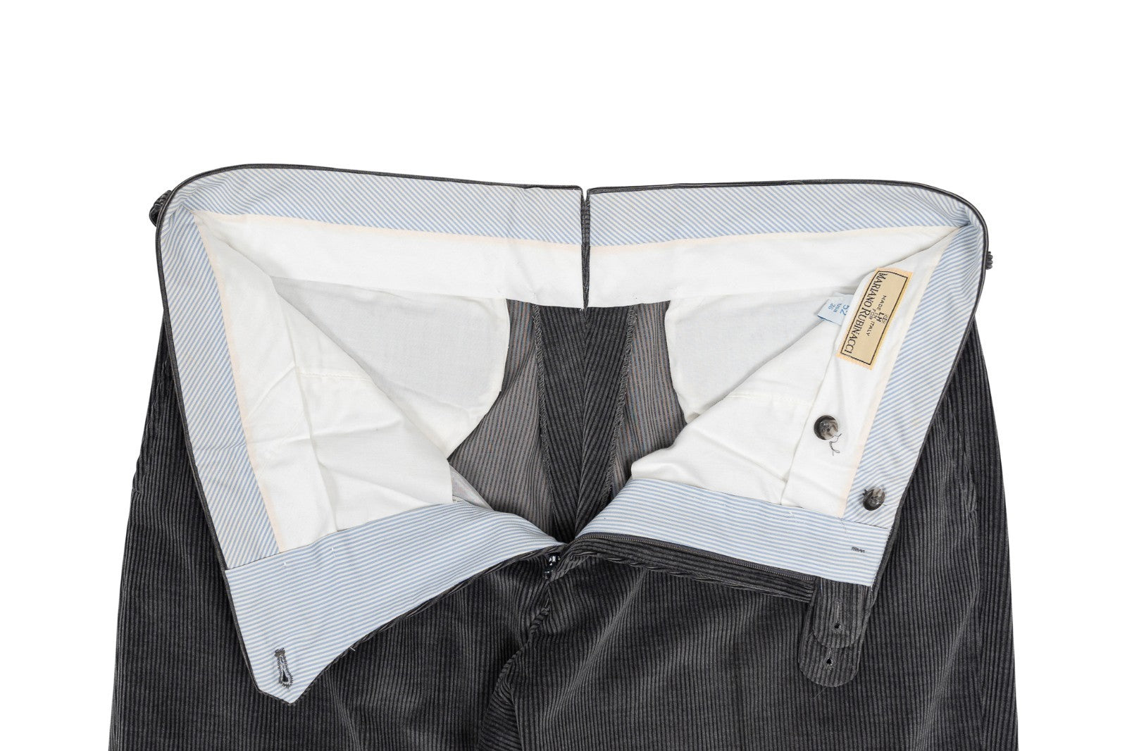 625$ RUBINACCI NAPOLI "Luca" Gray Cotton Corduroy Trouser Pant Made in Napoli