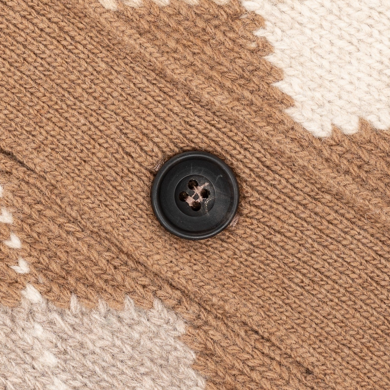 $950 RUBINACCI NAPOLI Beige Cardigan Jacket Argyle Check Merinos Wool