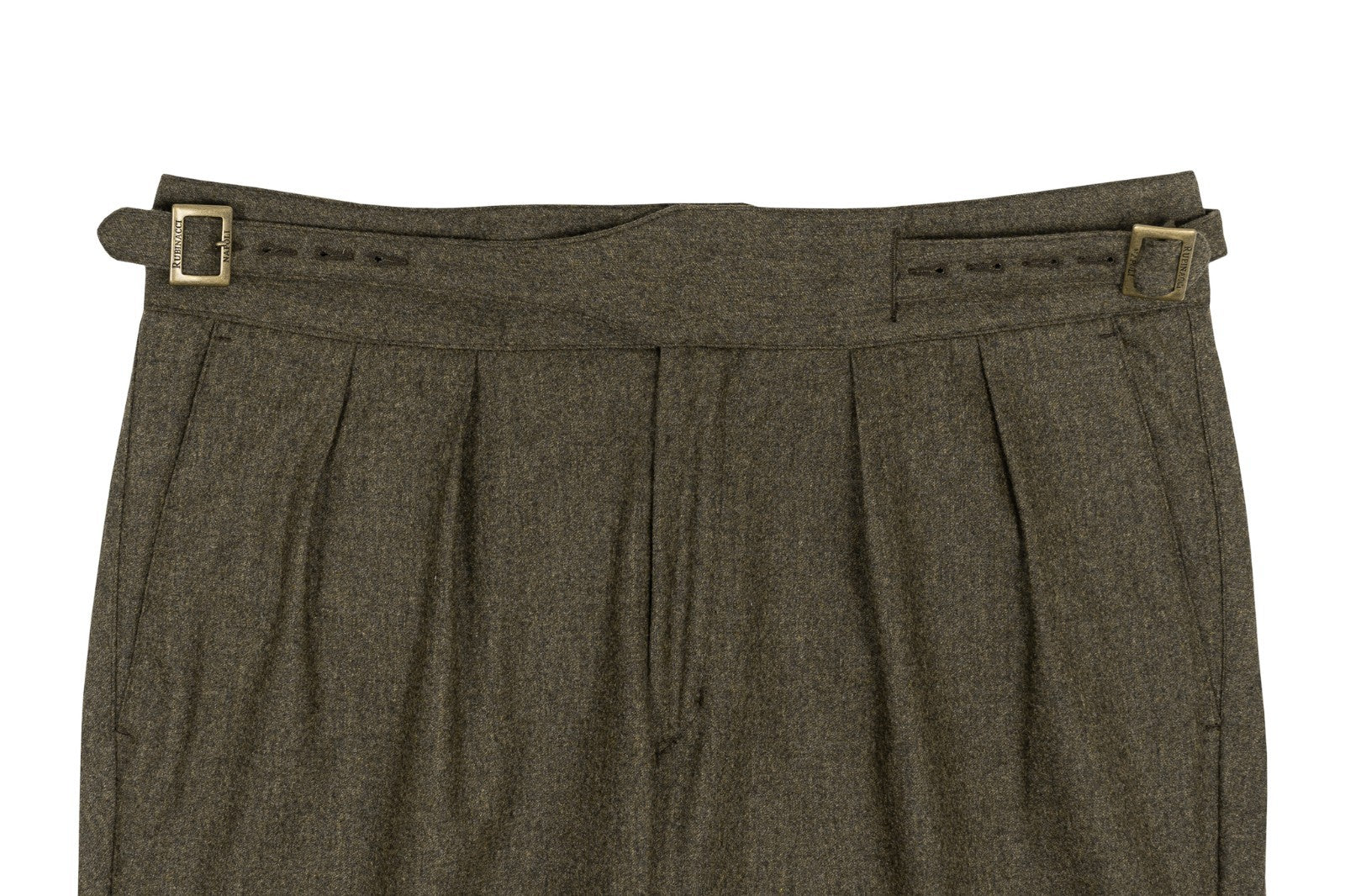 720$ RUBINACCI NAPOLI "Manny" Green High Rise Pant Gurkha Wool / Cashmere
