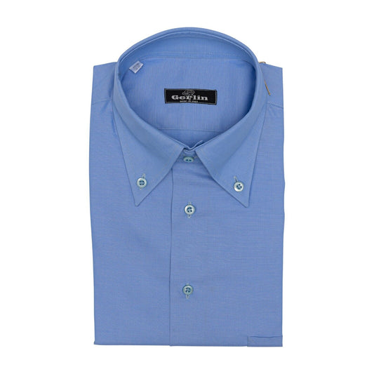 690$ LUXURY GERLIN Shirt Light Blue POINT COLLAR Fine Cotton 1AI ZILLI