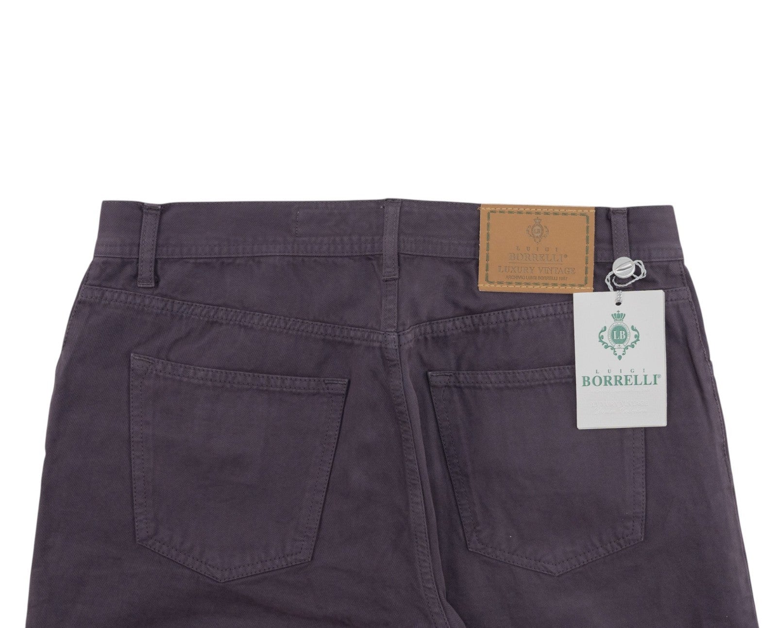 415$ LUIGI BORRELLI NAPOLI Purple Denim Jeans Pant Twill Cotton 34 US / 50 EU