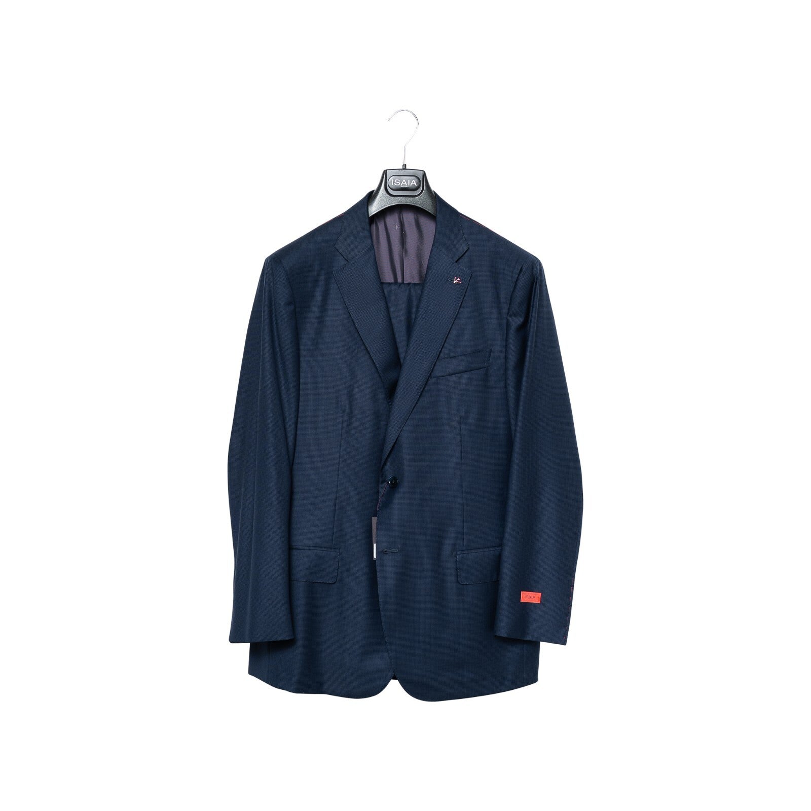 $5600 ISAIA NAPOLI Blue Hand-Sewn Micro Checks Suit Fine Wool 46 US / 56 EU  7R