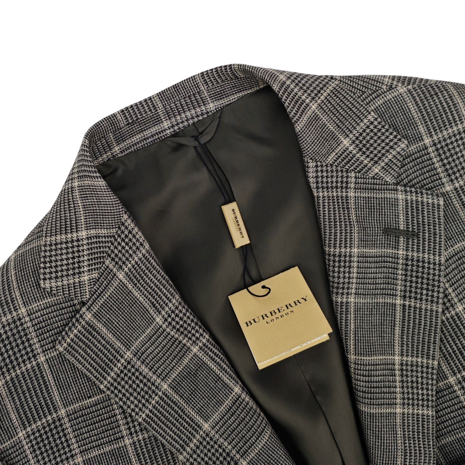 1400$ BURBERRY LONDON Grey Prince of Wales 100% Linen Jacket Sport Coat 3/2 Roll