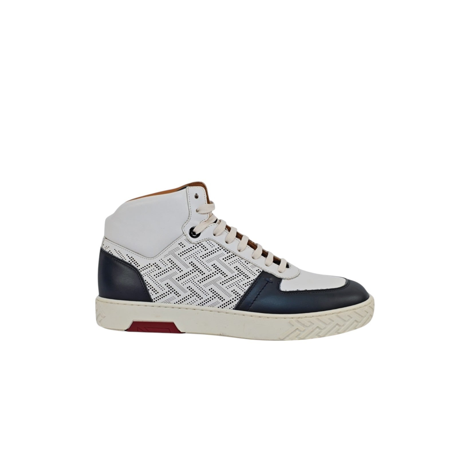 1100$ TESTONI Ravenna High Top Sneaker Perforated Interlock 8 UK / 9  US / 42 IT