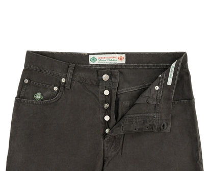 415$ LUIGI BORRELLI NAPOLI Dark Brown Denim Jeans Pant Cotton 33 US / 49EU