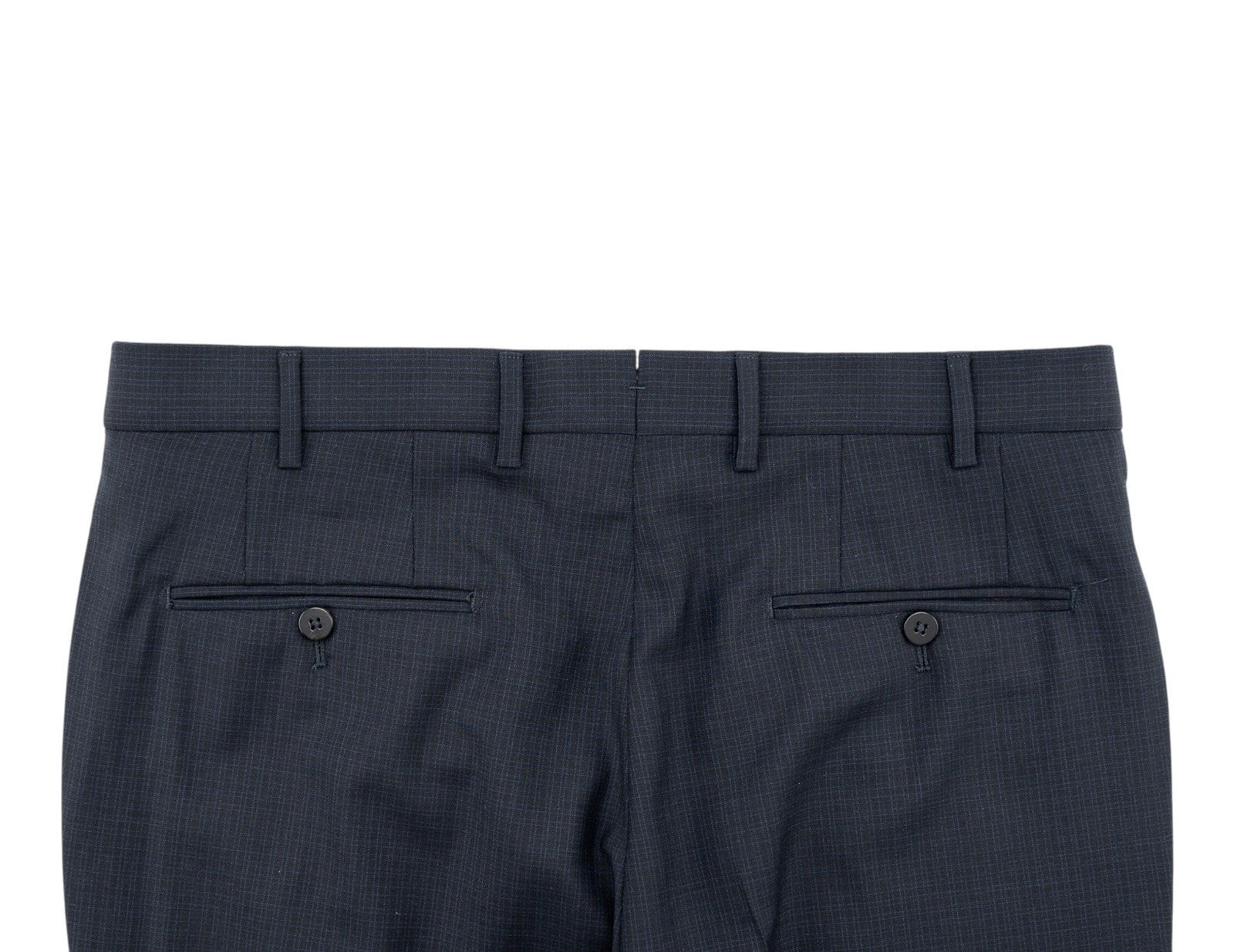 1750$ ISAIA Hand-Sewn Tapered Dress Pant Wool Blue Micro Checks 34 US / 50 EU 8R