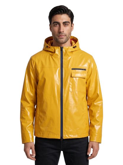 5500$ ISAIA NAPOLI Parka Zip Raincoat Yellow Coated Waterproof Cotton Size M