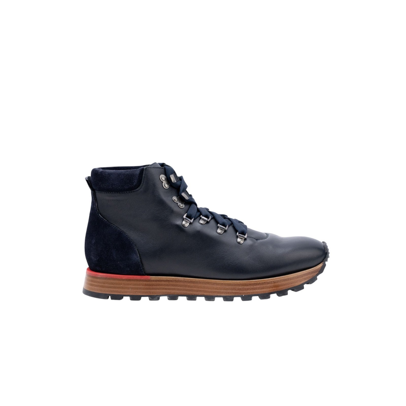 ISAIA NAPOLI Navy Suede Calfskin Leather Hiking Boots Shoes 9 UK / 10 US / 43