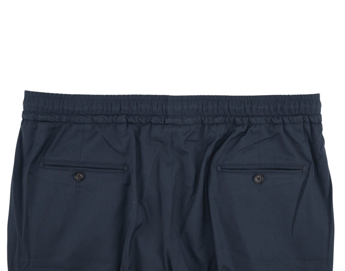 1350$ ISAIA NAPOLI Blue Navy Drawstring Pant Relaxed Cotton - Wool 42 US / 58 EU