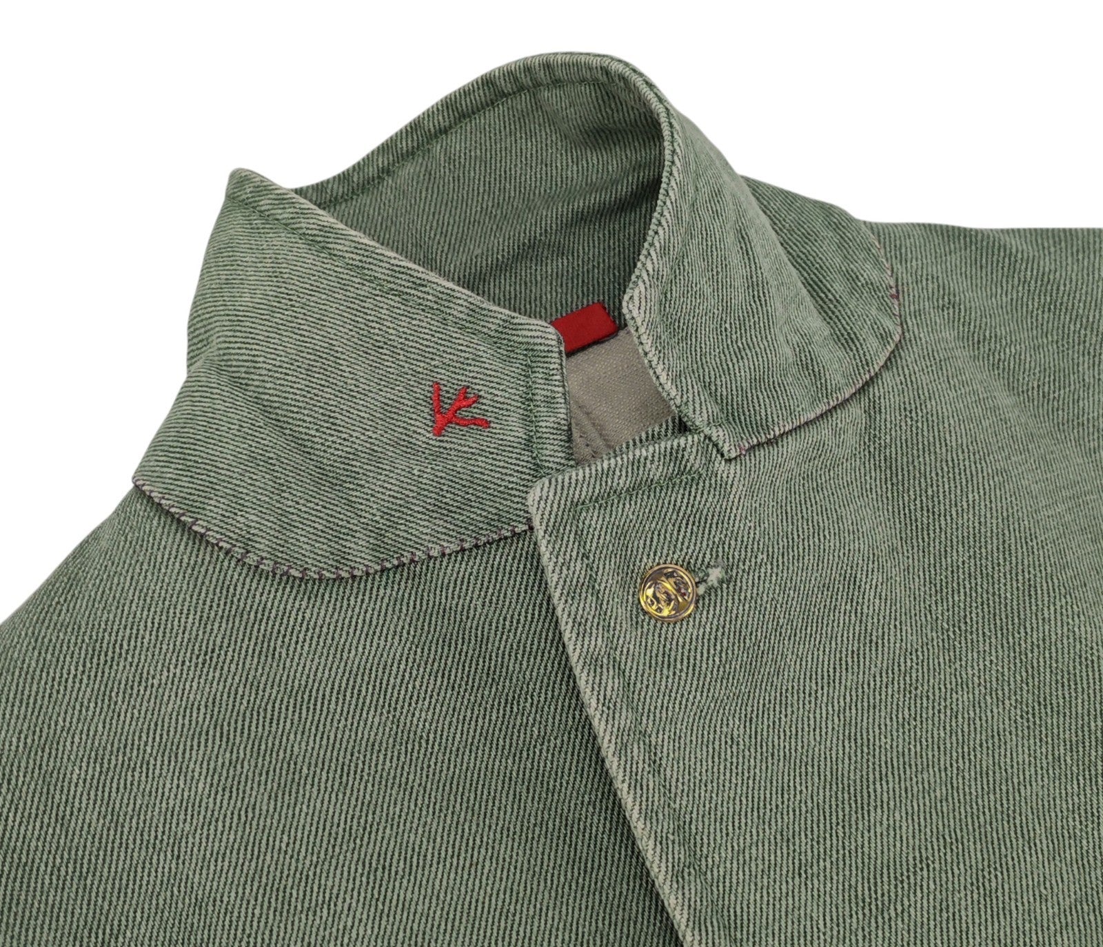 $4250 ISAIA "Gregorio" Washed Green Sport Coat Denim Cotton 38 US / 48 EU R