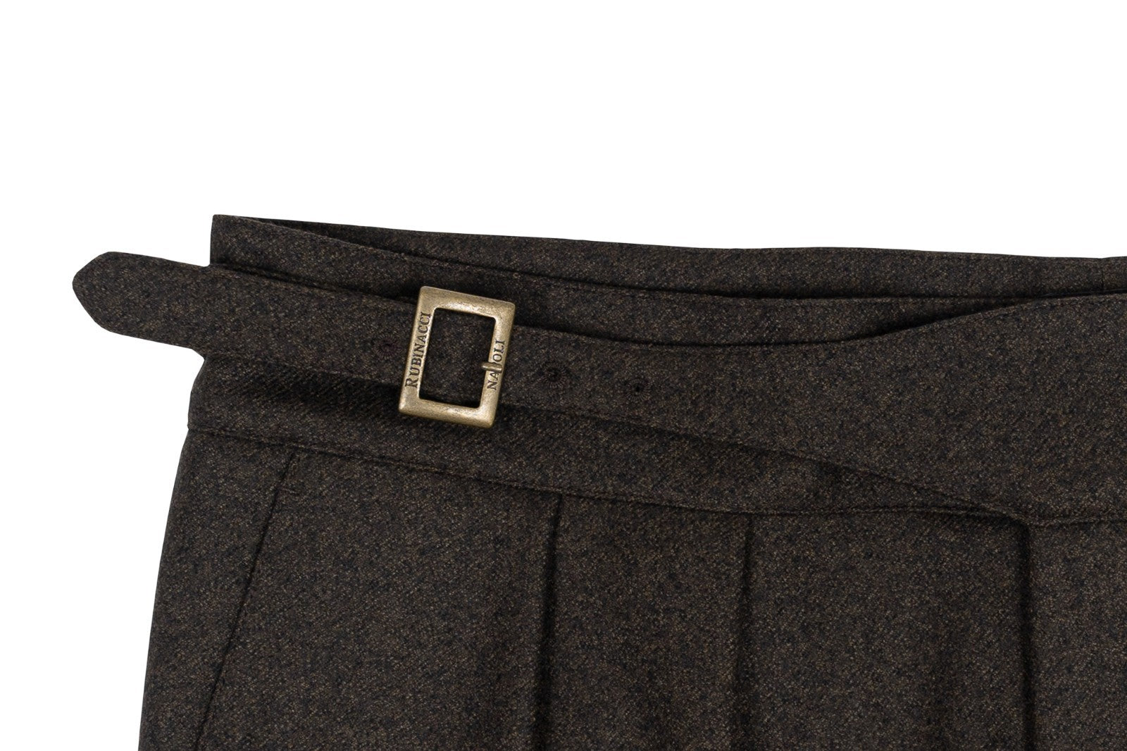 670$ RUBINACCI NAPOLI "Manny" Brown Flannel Wool High Rise Pant 40 US / 56 EU