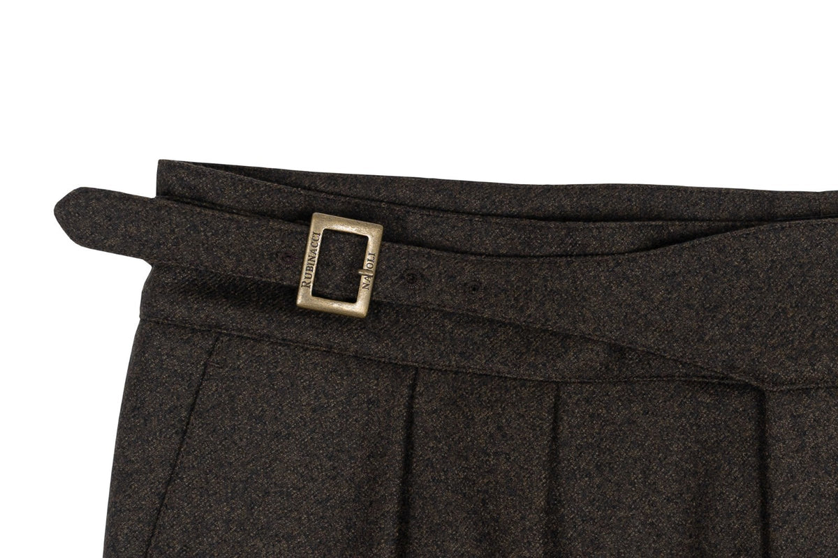 670$ RUBINACCI NAPOLI "Manny" Brown Flannel Wool High Rise Pant 40 US / 56 EU