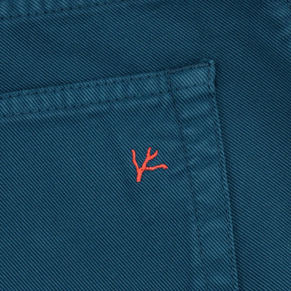 725$ ISAIA NAPOLI Petroleum Blue 5 Pocket Denim Jeans Cotton Slim 32 US / 48 EU