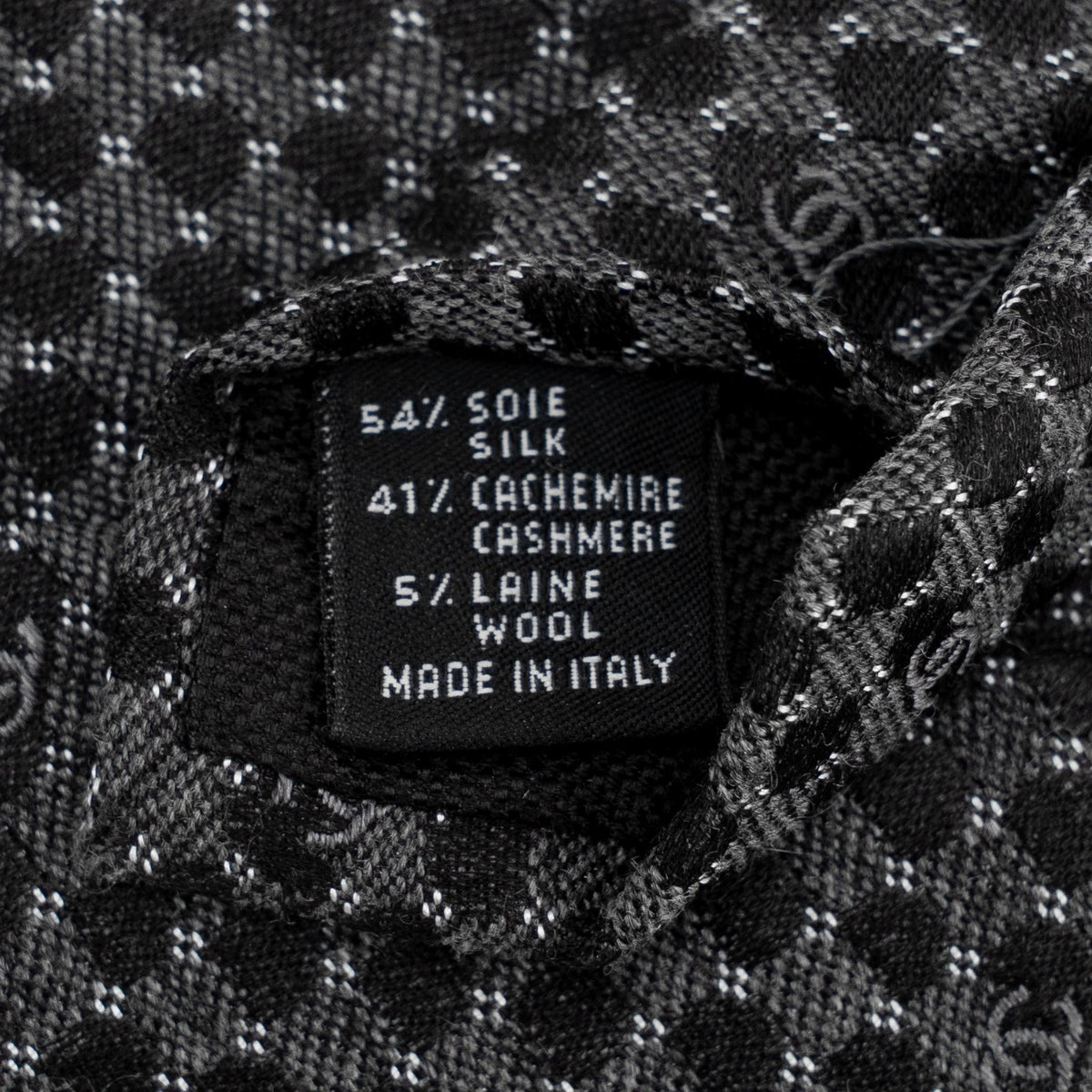 $380 CHANEL PARIS Gray Geometric Tie Silk/Cashmere/Wool - Made in Italy